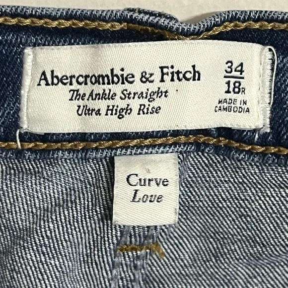 Abercrombie Fitch Curve Love Ankle Straight High Rise Jeans Women's Size 18/34 R - Picture 8 of 12